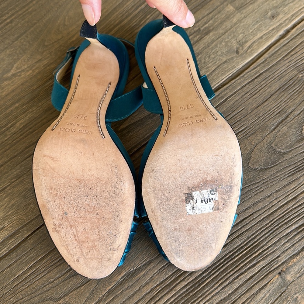 Rickard Shah turquoise slingback bow sandals - Picture 5 of 6